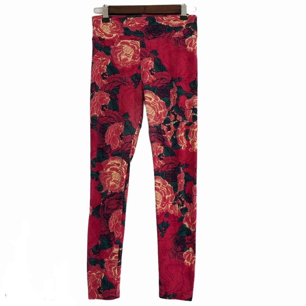 LuLaRoe Pink and Green Floral OneSize Leggings